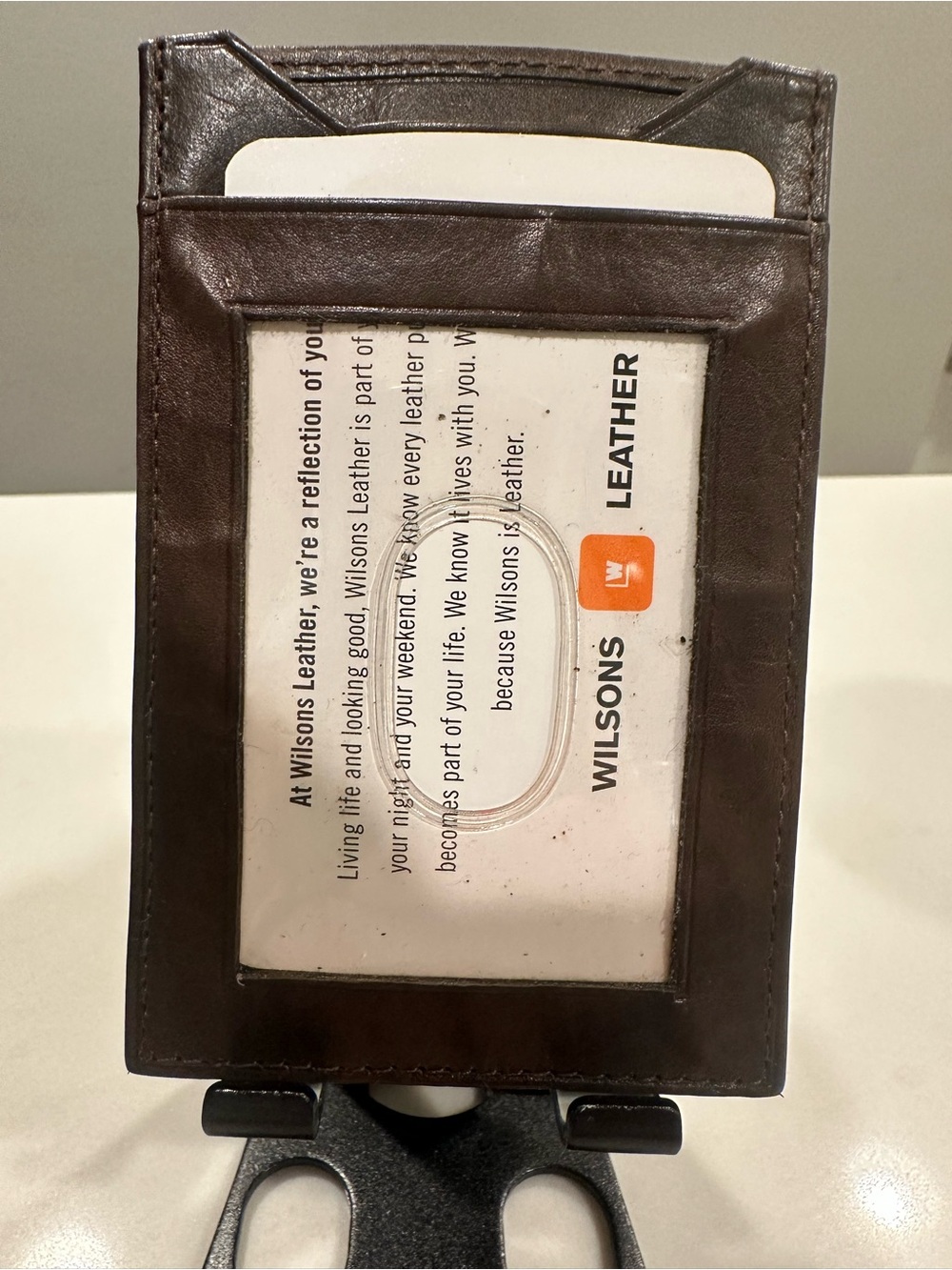 NWT Wilsons Leather Brown Leather ID Card Holder with Clear Window